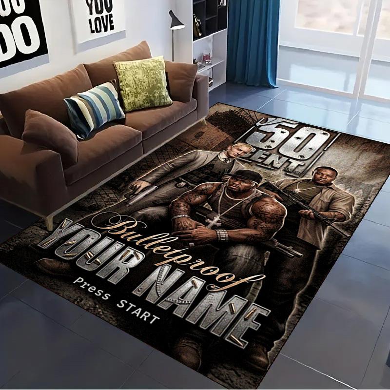Name Custom 50 cent Carpet Rug for Living Room Bedroom Home Sofa Decoration,Kids play Non-slip Floor Mat