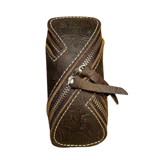 Retro Key Pouch Faux Leather Key Bag Mini Wallet Zipper Closure Belt Key Pouch for Home Bicycle Car Keys Men Women