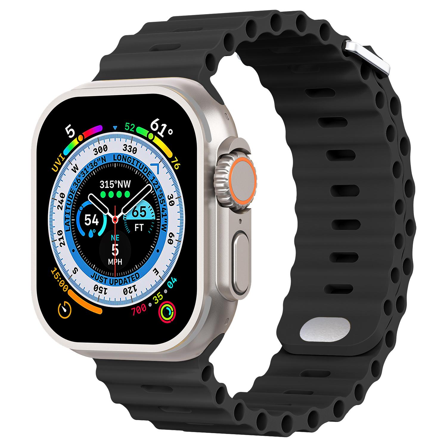 

Ремешок Ocean для Apple Watch Ultra Band series 8, 7, 6, 5, 4, 3 SE, силиконовые браслеты Correa iWatch 49 мм, 45 мм, 44 мм, 40 мм, 41 мм, 42 мм, 38 мм, ремешок 42mm 44mm 45mm 49mm чёрный