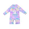 Girls' Unicorn Long-Sleeve Swimsuit with Swim Cap - Sun Protection Surf Suit