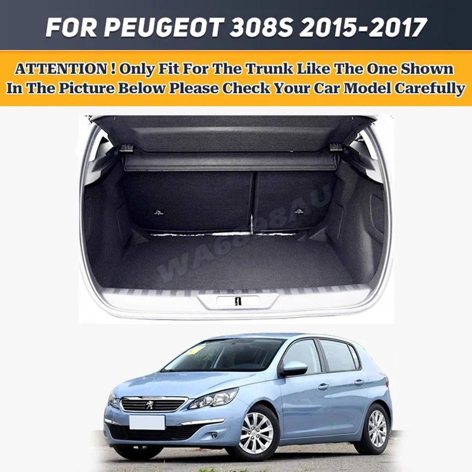 High quality Leather Car Trunk Mat For PEUGEOT 308S 2015 2016 2017 Anti Dirty Durable Carpet Protective pad