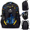 Backpack School Backpack Youthful For Boy Black Patterned Grade 1-5