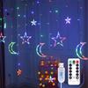 LED Star Moon Curtain Lights USB Remote Control Colorful Bedroom Decor 3.5m