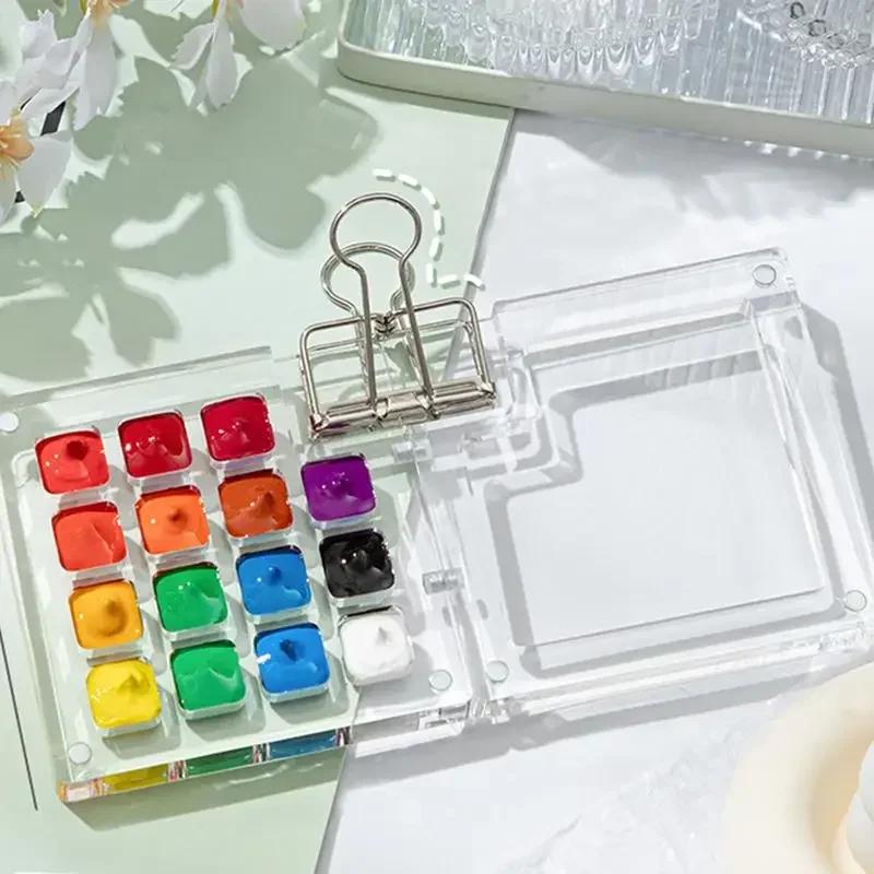 Watercolor Paint Palette Case Multi-compartment Acrylic Tray Travel Watercolor Tray Palette for Traveling Outdoor Home Offices