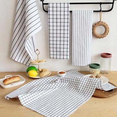 Plaid & Striped Cotton Tea Towels with Hanging Strap