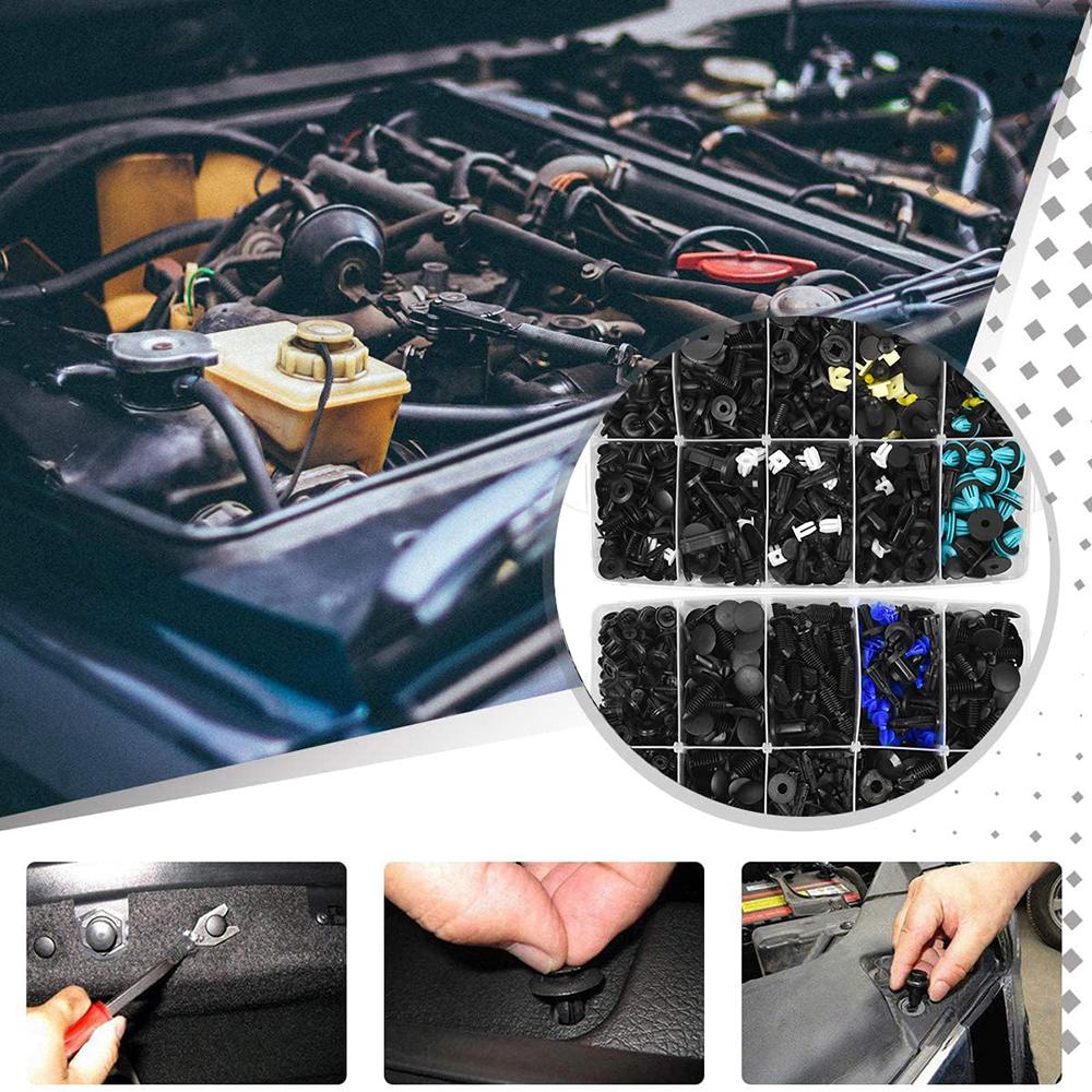 415/620Pcs Auto Bumper Retainer Plastic Rivets Fasteners Push Retainer Clips Kit Door Trim Panel Fender Clips With Cable Ties