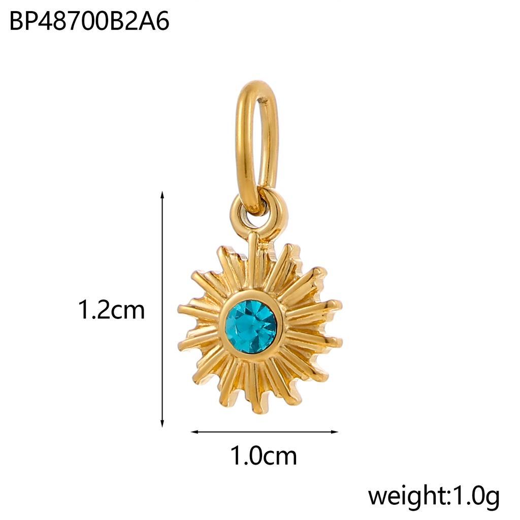 CARLIDANA Ins Style French Vintage Gold Color Sun Charms With Natural Stone Star Shine Stainless Steel DIY Fashion Jewelry