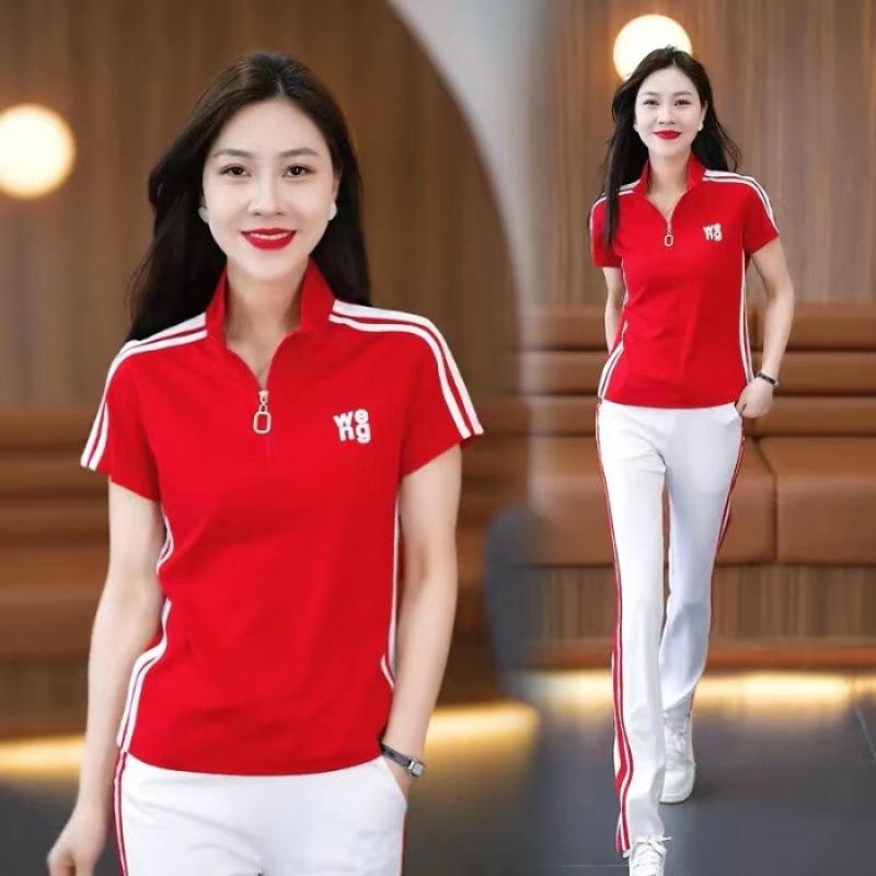 Summer Short-sleeved Casual Sports Suit Two-piece Set Slimming Wide-leg Pants Fashionable for Men and Women Couples