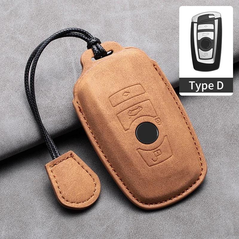Leather Car Remote Key Case Cover for Bmw F20 G20 G30 X1 X3 X4 X5 G05 X6 X7 G11 F15 F16 G01 G02 F48 1 2 3 4 5 6 7 Series