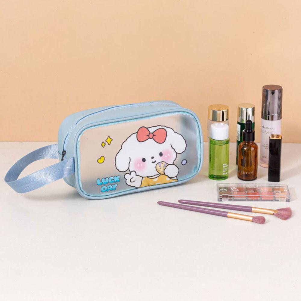 Portable Cartoon PVC Cosmetic Bag Ins Storage Bags Handbag Transparent Wash Bag  Travel