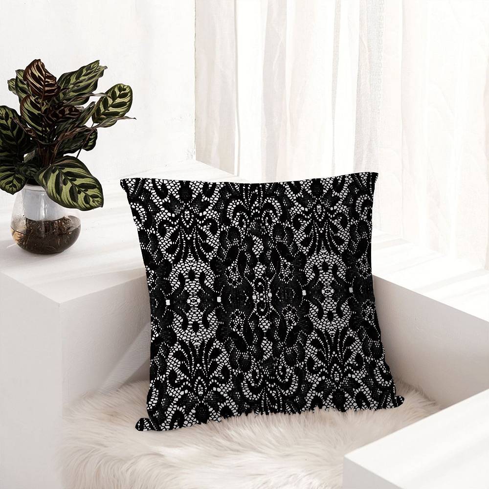 Black Pink Lace Pattern Personalized Pillow Cover Kids Bedroom Wild Party Decor Pillowcase Kid Birthday Shower Gift