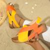 Fashion 2025 New Women Mix Color Wedge Sandals Summer Comfortable Non Slip Shoes Woman PU Leather Platform Roman Beach Sandals Women