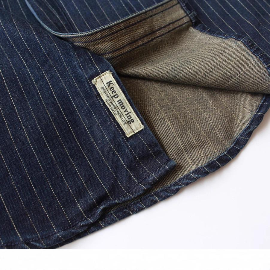 Men's Casual Retro Striped Denim Shirt Jacket - Long-Sleeved, Loose Fit for Spring and Autumn