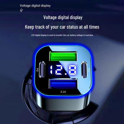 Superschnelles Mini-Autoladegerät mit vier Anschlüssen, dualem PD und intelligentem digitalem Display
