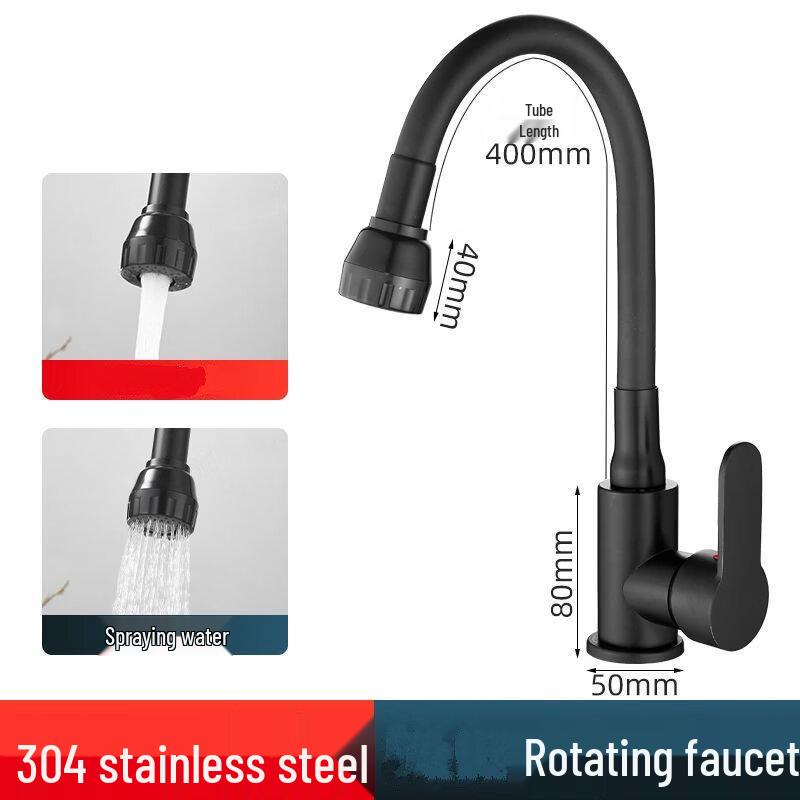 TLXT Black Hot & Cold Basin Faucet