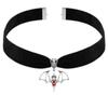 Gothic Red Bat Velvet Rose Choker Necklace