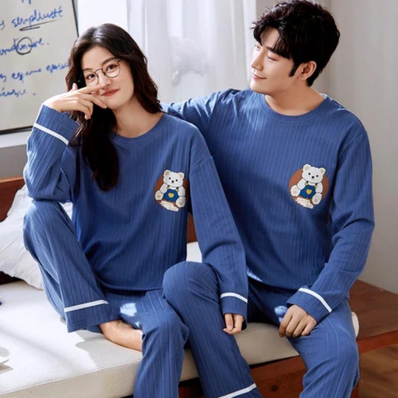 

Бавовняний домашній одяг. Жіночий і чоловічий піжамний комплект для весни. Милий одяг для подружжя з мультфільмами. Women Size L