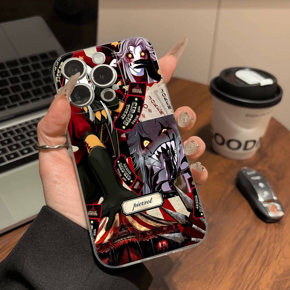Anime The Freak Circus Pierrot Transparent Phone Case For IPhone 16 15 14 13 12 11 Pro Max Plus Soft Cover