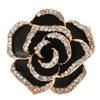 Flower Brooch Pin Rhinestone Elegant Shiny Stylish Alloy Vintage Flower Brooch Black for Party