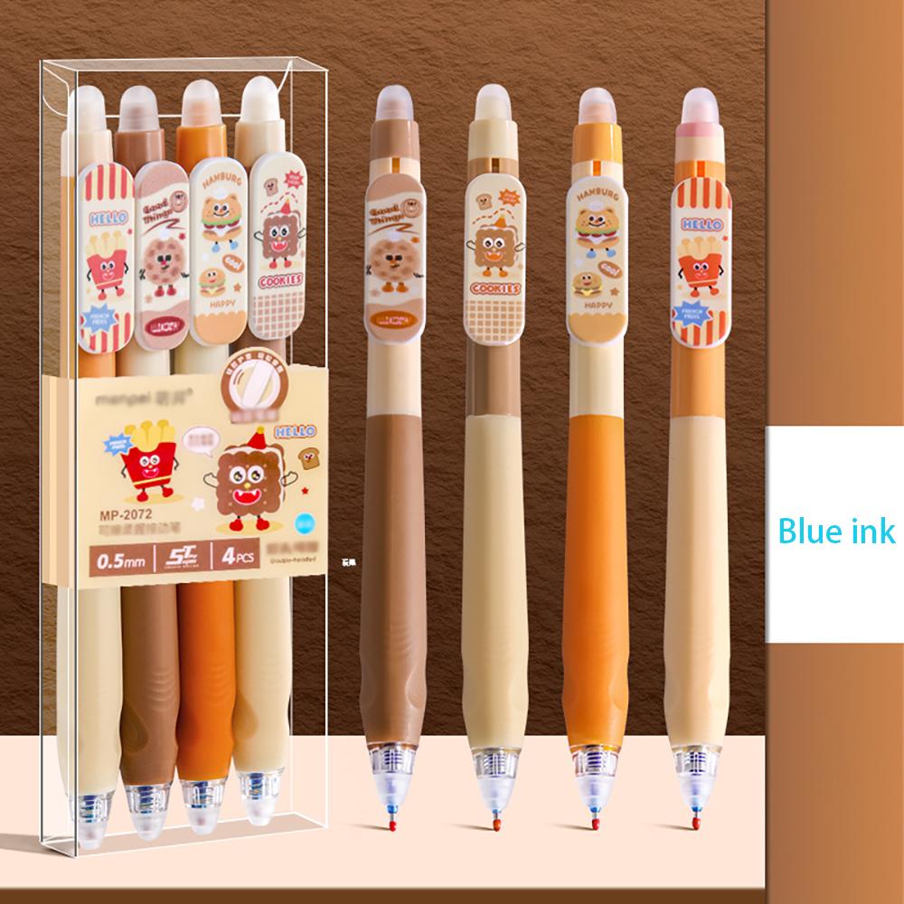 

4 PCS Dual Head Erasable Neutral Pen, ST0.5 Blue Core Writing Tool for Students to Practice and Brush Questions коричневий