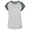 T-shirt Femme - Urban Classics - Contrast Raglan - Gris Clair/vert - Manches Courtes - Coupe Loose