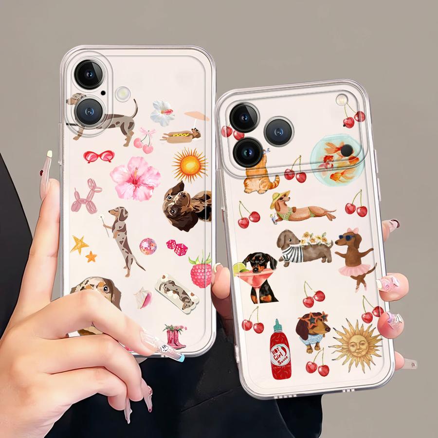 Cartoon Cat And Dog Soft Phone Cover Case for iPhone 17 Pro Max 11 14 Plus Air XR 12 Mini 7 8 13 Pro 16 XS Max 15