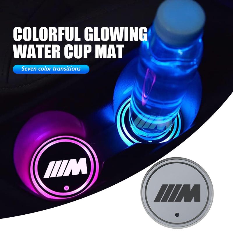 For BMW 7 Color Changing LED Car Cup Mat Glowing Auto Cup Holder Decoration M F10 F20 F30 F40 F15 F25 F26 F31 F49 E62 E83 E84