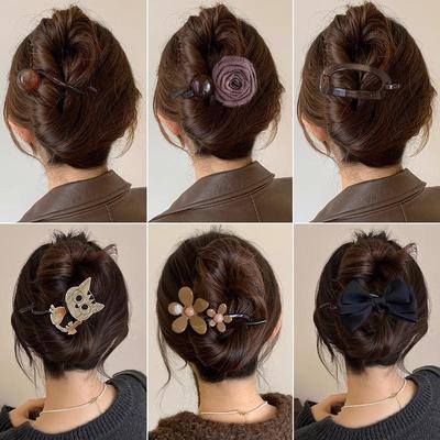 Retro Coffee Twist Clip: Elegant Updo Hairpin