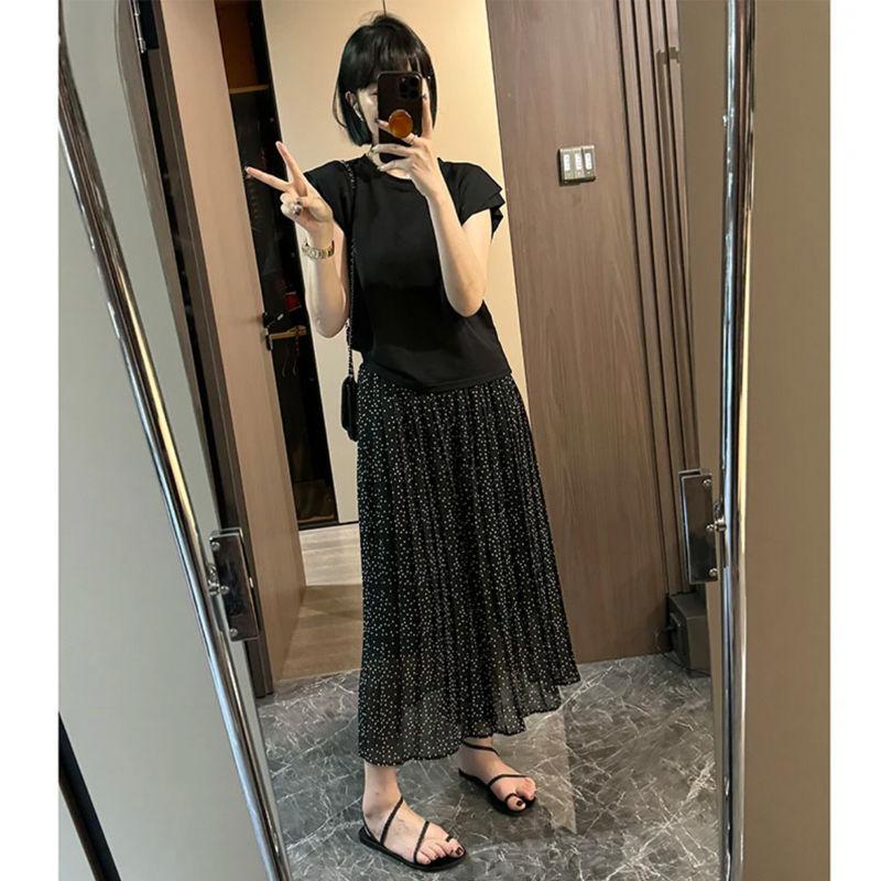 Culottes de Chifón con Lunares para la Moda de Verano de Mujer Pantalones Elegantes