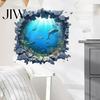 Sunlight Ocean View Wall Decals Underwater Shark Sticker, Realistic 3D Decal, Waterproof Decor PVC Mural for Living Room Bedroom Bathroom