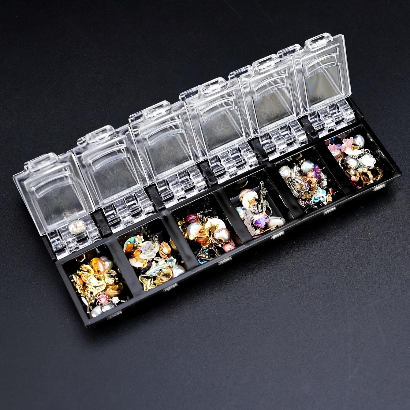 

12 Grids Nail Art Storage Box Transparent Organizer For Rhinestone Beads Pearls Films Dried Flowers Shell Powder False Eyelashes