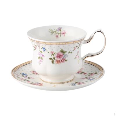 Ceramic Coffee Mug Cups and Saucer Set Unique Flower Pattern Multipurpose Latte Art Tea
