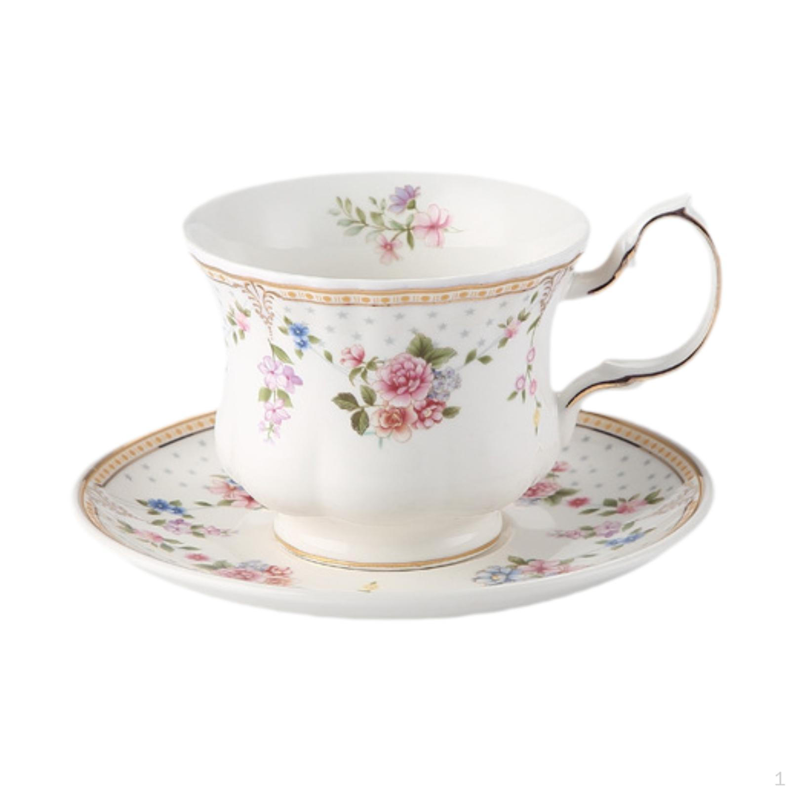 

Керамические кружки для кофе, набор чашек и блюдец, уникальный цветочный узор, многоцелевые, для латте-арта, чая Round Saucer