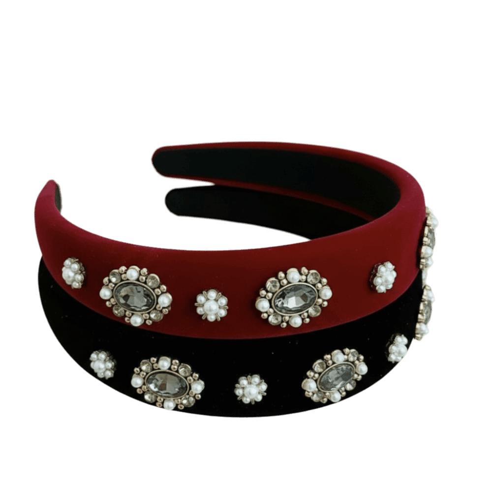 Pearl Diamond Velvet Headband Elegant Design Hair Hoops Rhinestone Headband  Autumn Winter