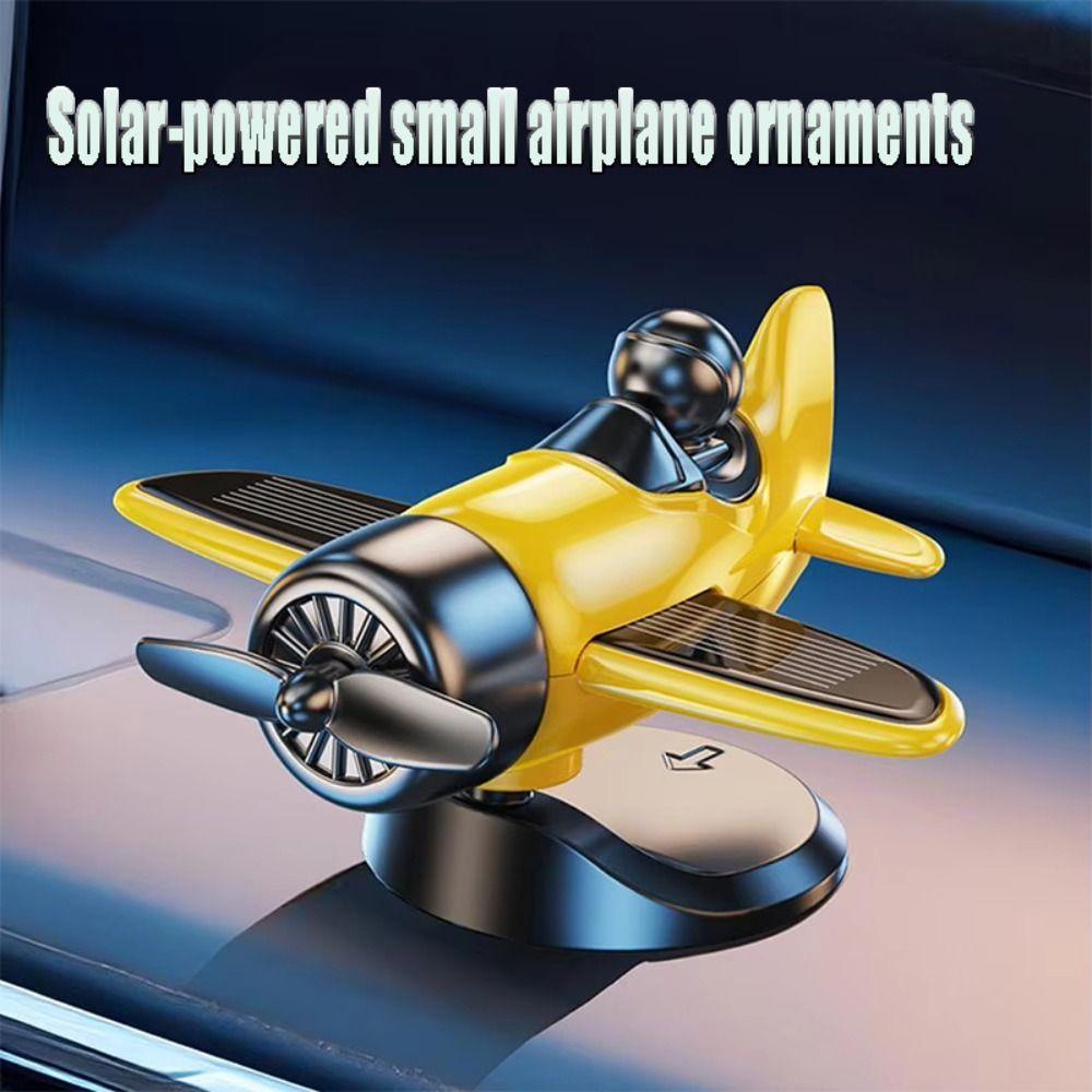 Silent Rotating Airplane Solar Powered Car Interior Decoration Cool Car Dashboard Ornament Gifts