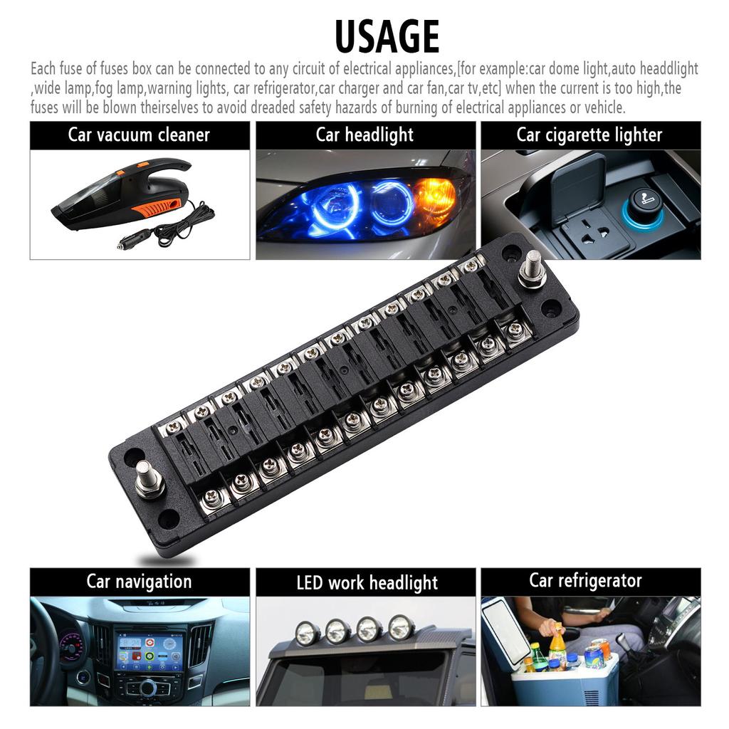 1 Unit 12 Boxes Fuse Box Fuse Marine Led Indicator Fuse Panel Cover and Fuse Automatic Replacement Fuse Block Directed Copper Screw