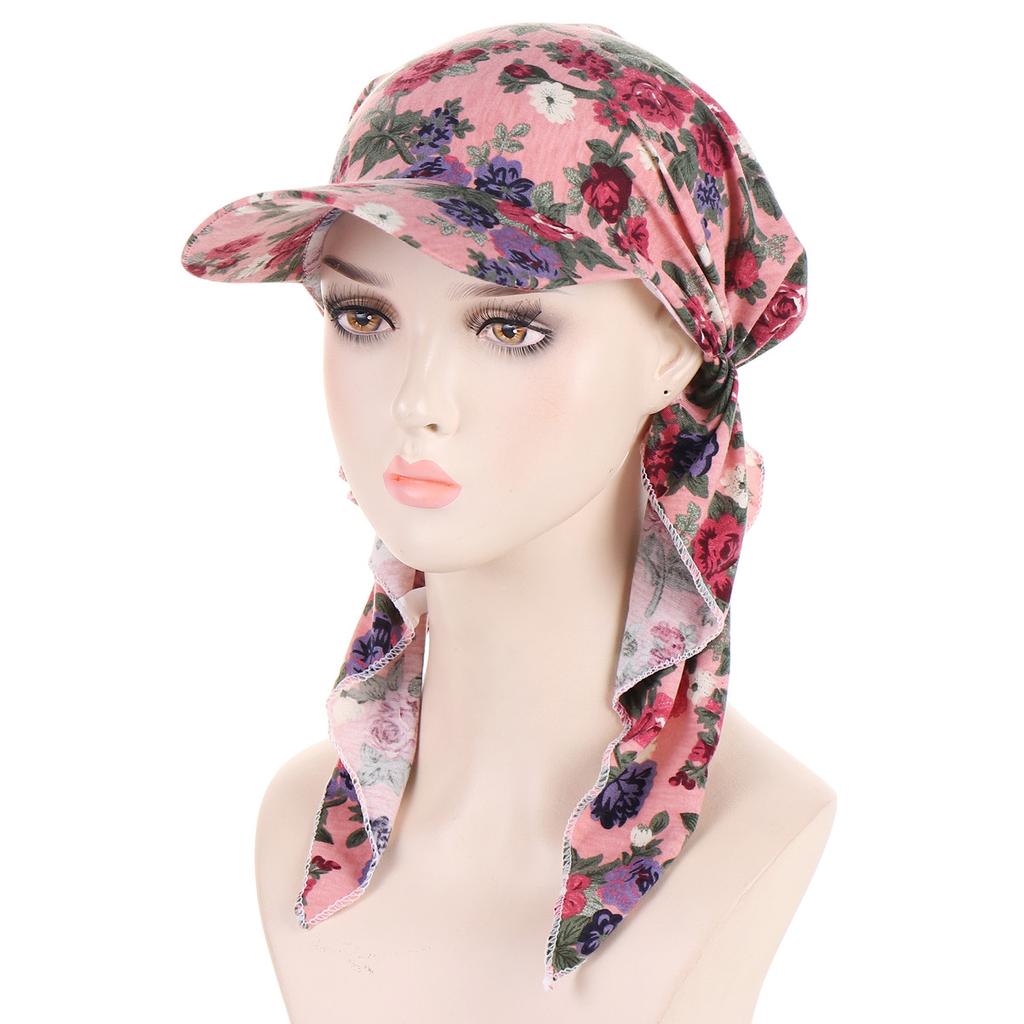 Trendy Print Muslim Hijab Caps With Brim Women Baseball Cap Wrap Head Ramadan Ladies Fashion Headwear Turban Bonnet