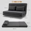 Folding Sofa Bed, 2-Seater Convertible Armchair, Corduroy, Adjustable Backrest, 2 Pillows, Grey