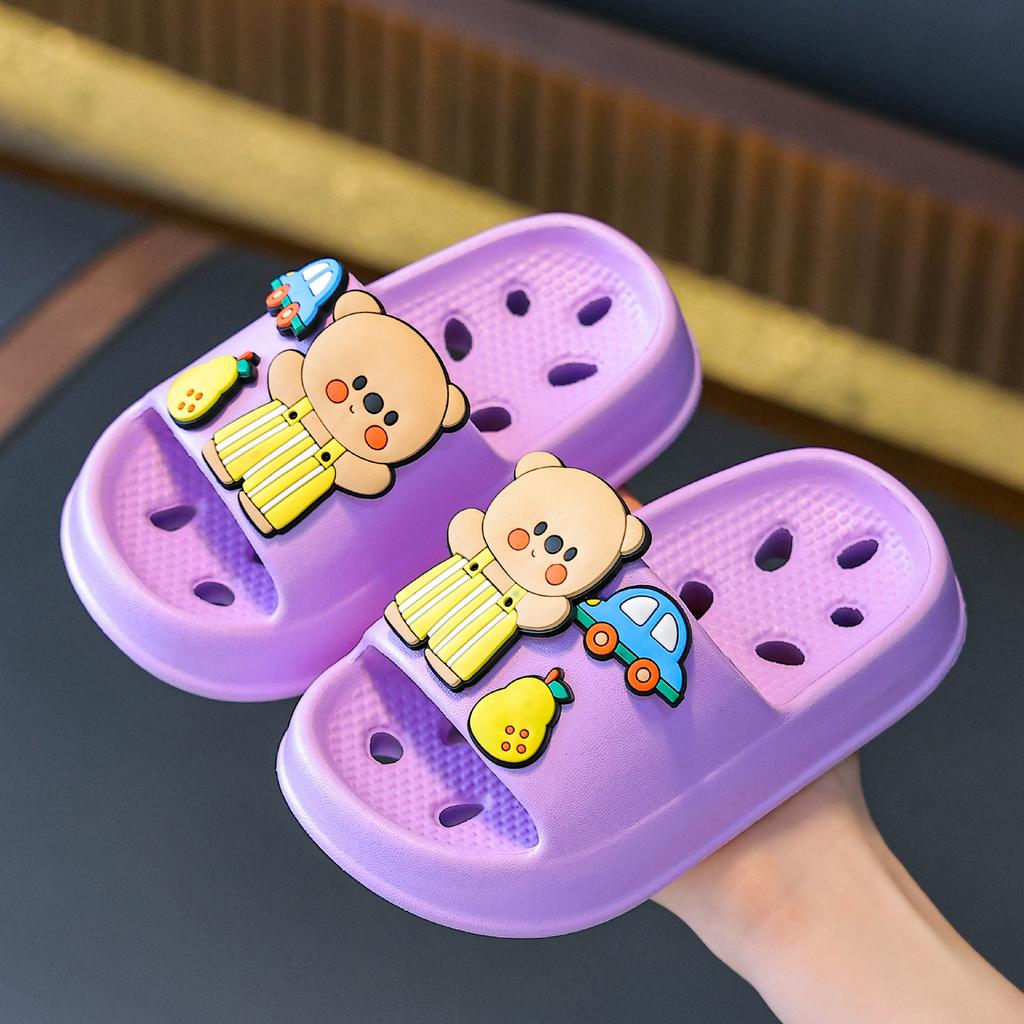 Kids Summer Bathroom Slippers Non Slip Quick Dry Hollow Out Indoor Home Bath Sandals For Boys Girls Toddler