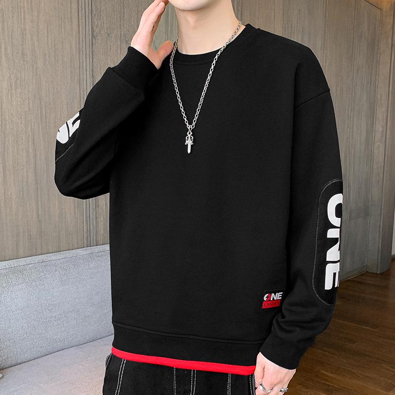 Sweater Men's Spring and Autumn Fattening Plus Size Loose Version Fat Man Long-sleeved T-shirt Jacket Casual Men's Clothing