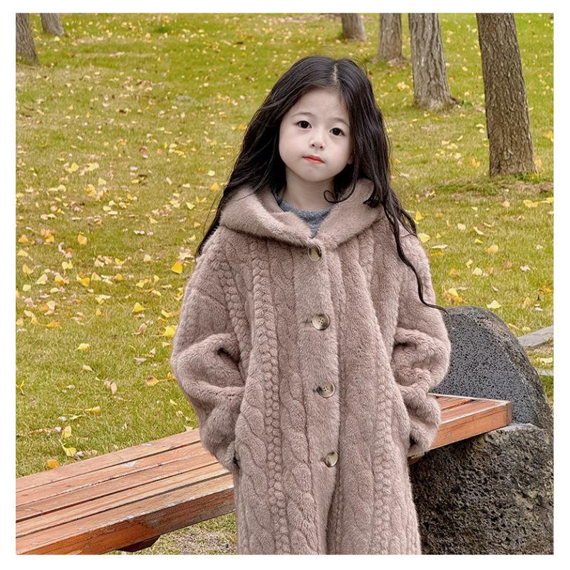 Dívčí kožich Dětský zahuštěný norkový sametový ekologický kožich Dětský zimní kabát