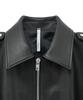 Noirer Goat Shrunken Leather Single Rider Jacket (Black)