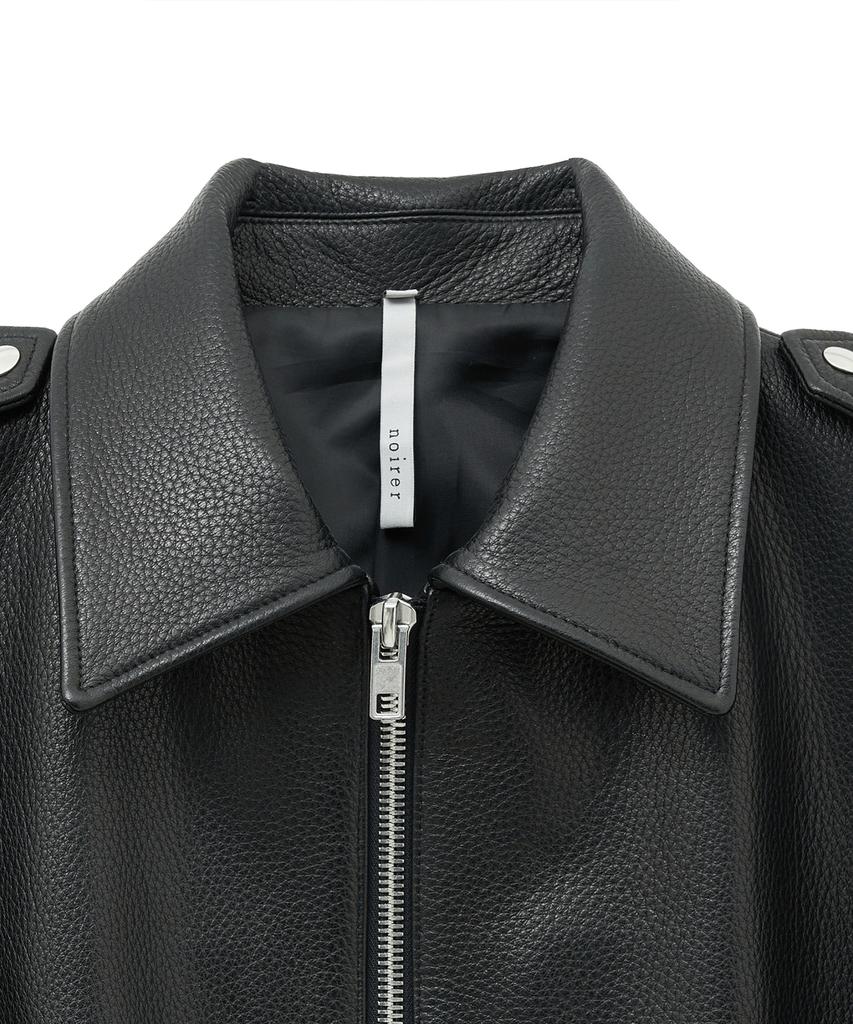 Noirer Goat Shrunken Leather Single Rider Jacket (Black)