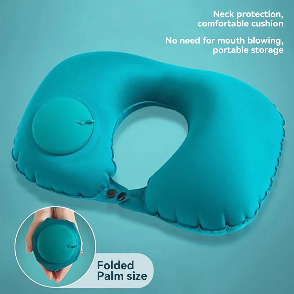 Inflatable Pillow Travel TPU Pressed U-shaped Pillow Outdoor Travel Portable Neck Protection Pillow