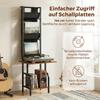 Vinyl Record Player Stand Record Storage with Player Stand Oxford Fabric Pockets Bottom Shelf Rustic Brown and Black