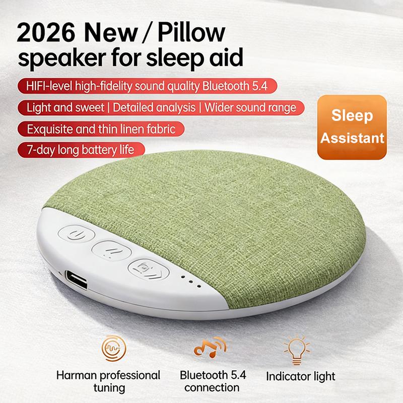 2026 New Wireless Pillow Speaker Sleep Aid Bluetooth Under Pillow Machine Speaker White Noise 30/60/90 Min Timer 9D Stereo Sound