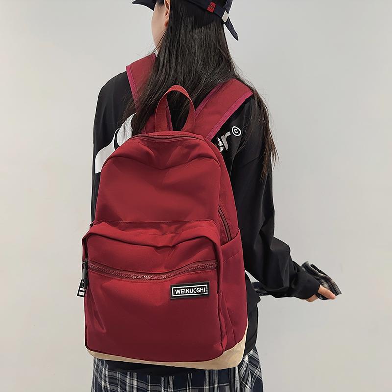 Women's Color Block Backpack Student School Bag Men's Lightweight Large Capacity Travel Backpack