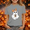 Kids Halloween Printed Short Sleeve T-Shirt Loose Fit Round Neck Casual Tee