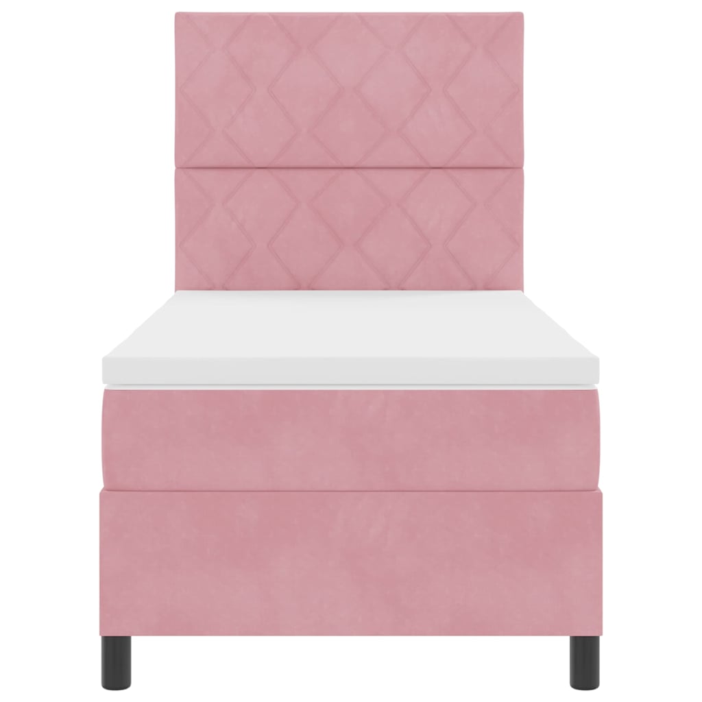 Box Spring Bed with Headboard Pink 100 x 200 cm Velvet