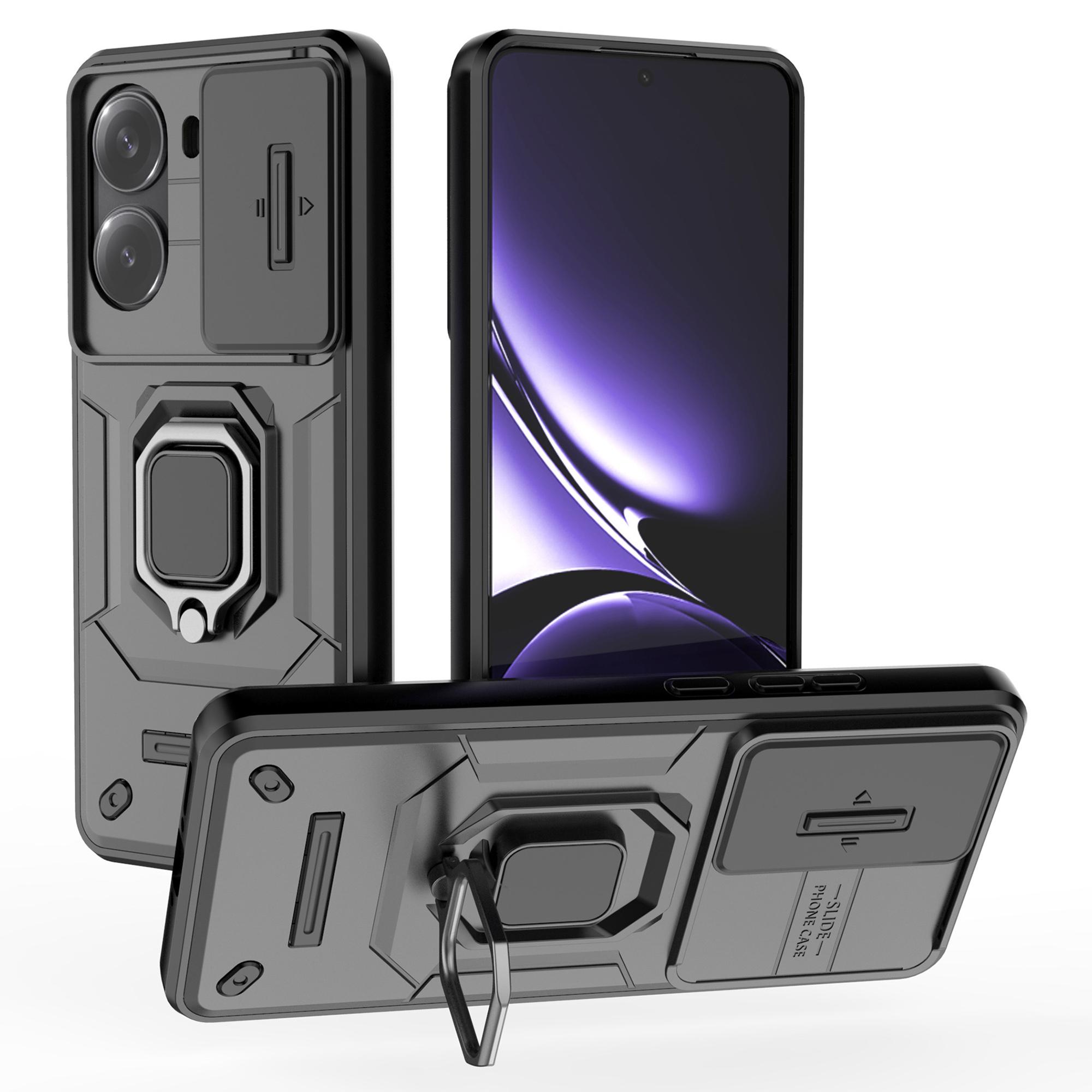 

Для Xiaomi Poco X7 Pro 5G/Redmi Turbo 4 5G Чехол PC+TPU Подставка Защита телефона с крышкой для объектива Black